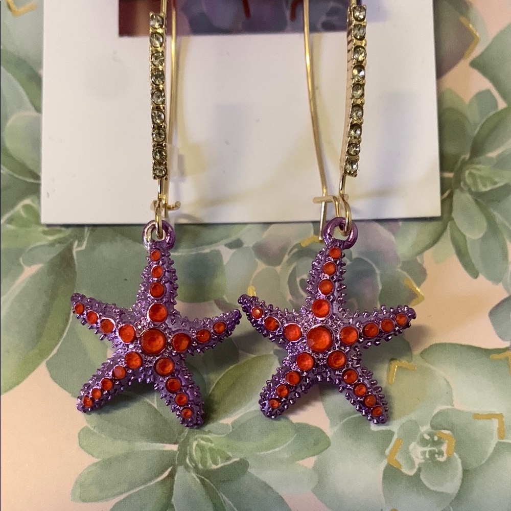 Purple and Red Starfish Earrings